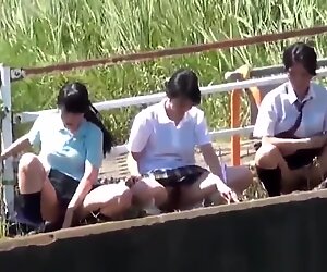 Naughty japan teens pee